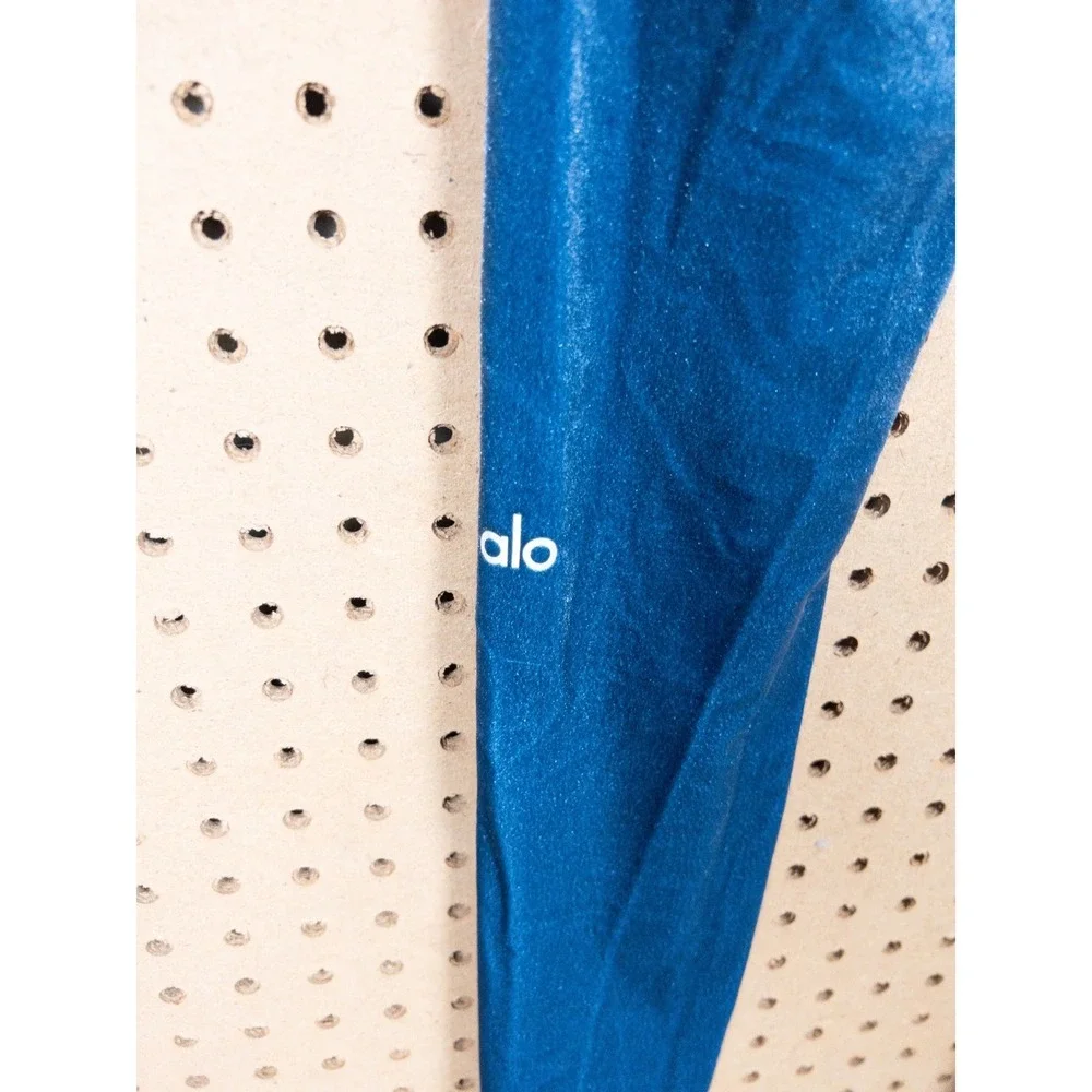 Alo Yoga High Waist Velvet Leggings‎ Cerulean Blue Size M RN87370 Activewear